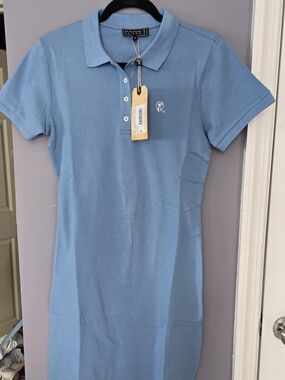 Raymond Light Blue Polo Dress with Button Placket
